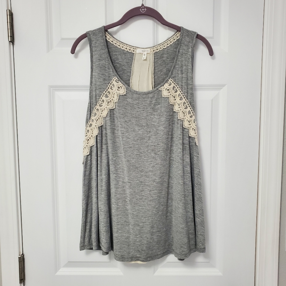 Maurices Gray and Cream Lace Tank Top